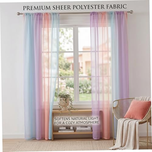 Rideau chambre d'enfant dégradé violet vert pour illuminer le salon