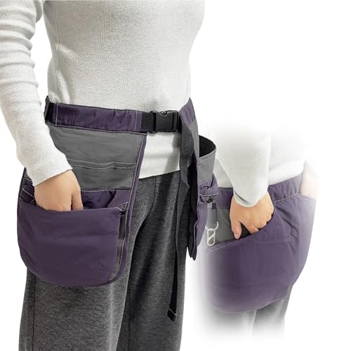 EHERDM Waist Tool Apron Multi-Pocket Tools Belt with 2Pcs Hanging Buckles Heavy Duty Dog Training Aprons Multifunctional Waist Bag for Outdoor Activities Purple