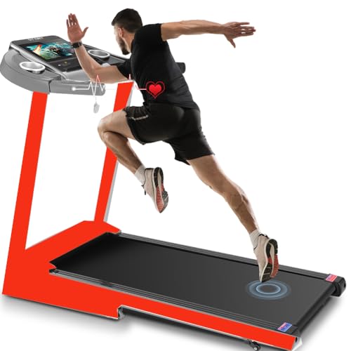 FUNMILY Foldable Treadmills for Home with Incline, Heavy Duty Treadmill with TV Screen and WiFi, 3.25HP Smart Electric Walking Pad Running Machine with 10” Touchscreen and 3D Virtual Sports Scenes