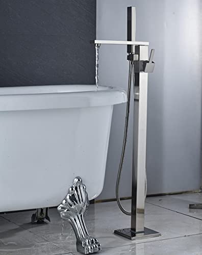 Grifo Mezclador Monomando para bañera con rotación de 360° y Ducha de Mano ABS, níquel Cepillado.
