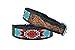 Affilare Dog Collar Western Style Beaded and Tooled Genuine Leather Dog Collar Padded for Extra Comfort 10AB008-Medium, Teal Brown red black