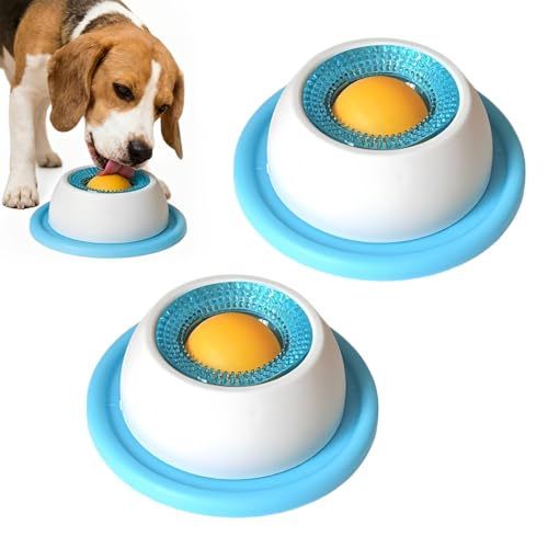 GXGM 2 Pezzi Ciotola Antistress Cane Con Ventosa,Per Cani Di Piccola E Media Taglia (Blu)