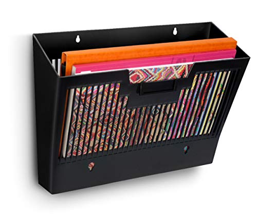 CEP Panier mural magnétique Corbeille Porte documents A4 24x32cm Revue Courrier Grande capacité Noir