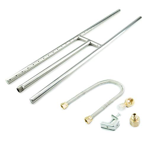 H-Burner for Fire Pits and Fireplaces | 36 Inch, Stainless Steel Burner | Includes Accessory Kit