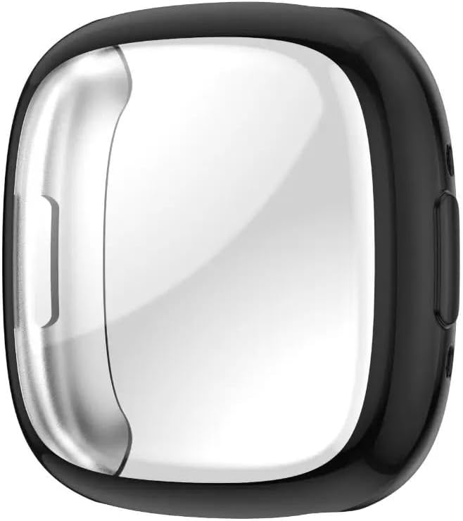 YODI Soft Screen Protector Case Compatible with Fitbit Versa 4 / Sense 2, TPU Protective Screen Cover Saver Bumper Accessories for Fit bit Versa4, Sense 2 Smartwatch for Men and Women (BLACK, FITBIT VERSA 4/ SENSE 2)