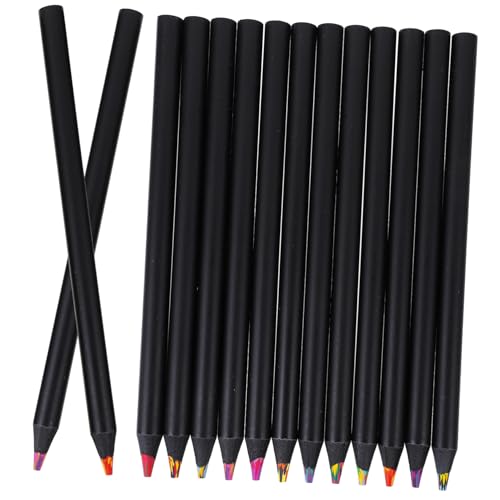 GRADENEVE 12個 色レインボーカラー筆 木製色芯で描きやすい 小学生向けぬりえスケッチ用 多彩なカラーバリエーション 長使用可能な人間工学
