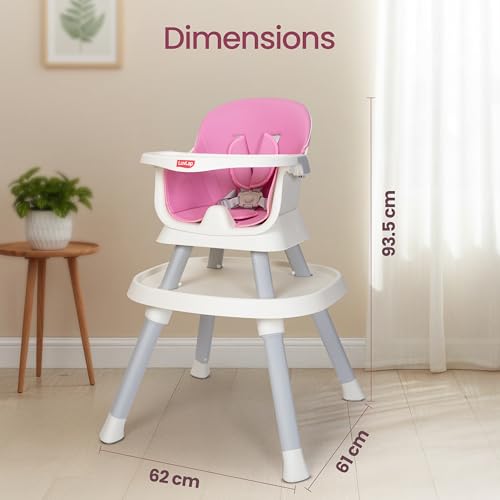 Image of Luvlap Imperial 6in1 Baby High Chair with Learning Table & Stool, Booster Chair with Food Tray, 5 Point Harness, Foldable and Compact Travel Friendly, Baby Chair for 6 to 48 Month, Lightweight, Pink