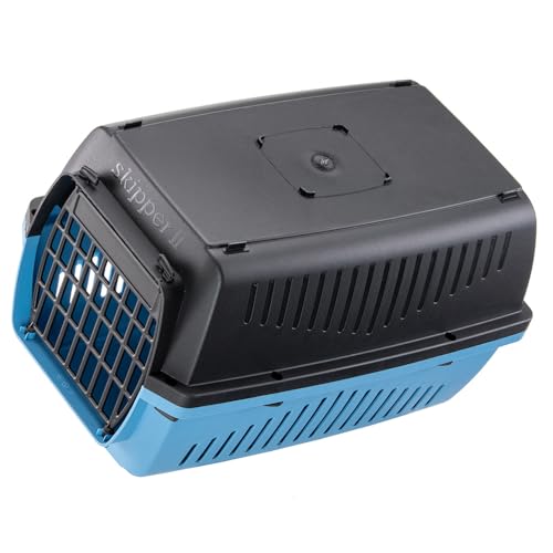Ferplast Katzentransportbox SKIPPER 2, Hundetransportbox, Haustiertransportbox für kleine Hunde und Katzen bis 8 kg, Hundetransportbox, Katzentransportbox, 55x36xH 33 cm, aus Kunststoff mit Klappgriff
