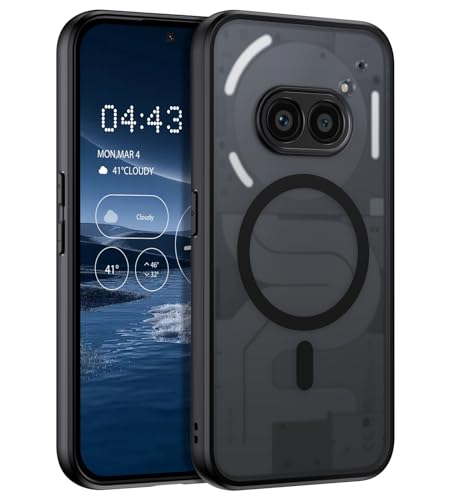 GUAGUA Handyhülle für Nothing Phone 2a Hülle [Kompatibel mit MagSafe] Matt Magnetisch Durchscheinende Rückseite Stoßfest Schutzhülle Dünn Slim Cover Case für Nothing Phone 2a (6 7) Schwarz