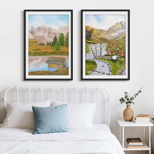 Picrit 27x40 inch Poster Frame 3 Pack, Black Poster Frame, Display Poster 24 x 36 with Mat or 27 x 40without Mat for Horizontal or Vertical Wall Mounting