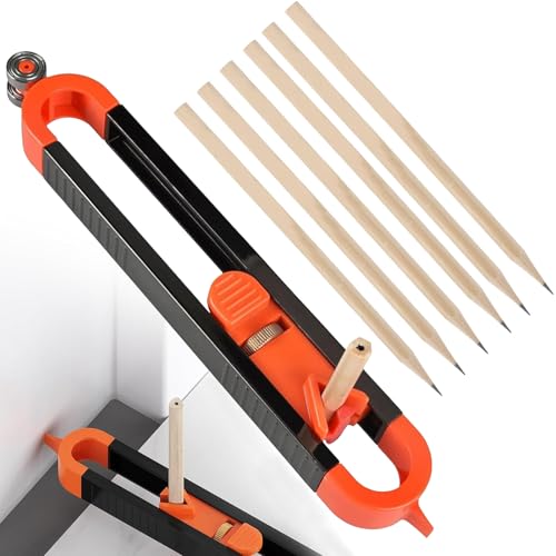Scribe Tool, 7 Pcs Profile Scribing Ruler Contour Gauge with Lock, Scribing Jig for Woodworking Edge Corner Measuring Duplicator, Profile Marking Tools for Floor Carpet Tile Laying