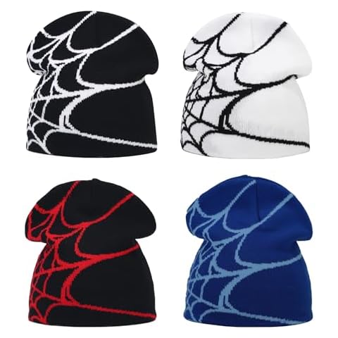 Pooyikoi Knitting Hat Men Women Quality Cap Warm Cap Harajuku Beanie Gothic Spider Pattern Wool Acrylic Y2k Knitted Hat Cover