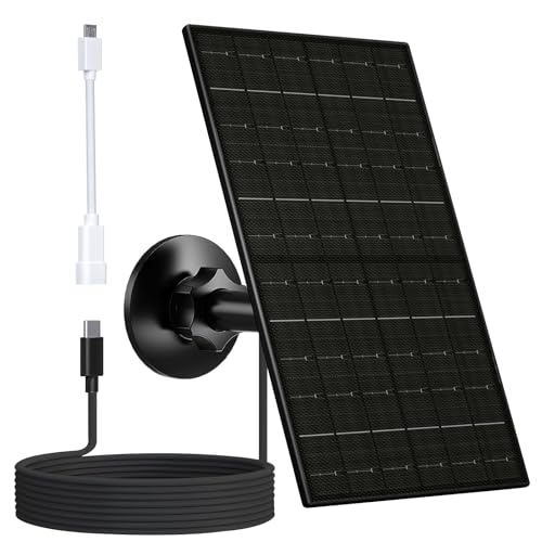 Image of VUEBEE 7W Solar Panel Compatible with Eufycam, USB-C Solar Charger for 5V Battery Cameras, IP66 Waterproof, 360° Adjustable Mount, 9.8ft Charging Cable