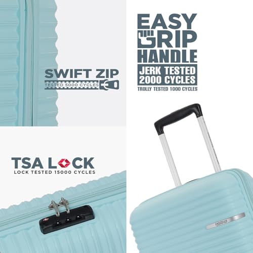 Image of American Tourister Liftoff+ | Small Size Cabin Trolley Bag (55 cm) for Travel | 360 8 Wheel Travel Luggage | Hard Case Polypropylene (PP) Suitcase | Mounted TSA Lock | Spa Blue
