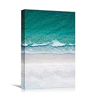 Canvas Wall Art Coastal Aerial View Beach Beach Blue Coastal Cool Photography Relax/Calm - 12x18 inches