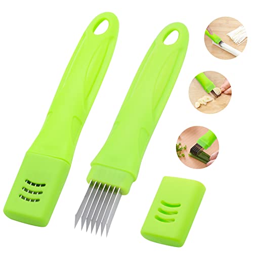 2Pcs Scallion Cutter Shred Knife, TACYKIBD Stainless Steel Vegetable Onion Scallion Slicer Shredder, Green Onion Cutter Slicer for Kitchen Cutting Garlic Salad Pasta Seaweed Garnishing Blooming