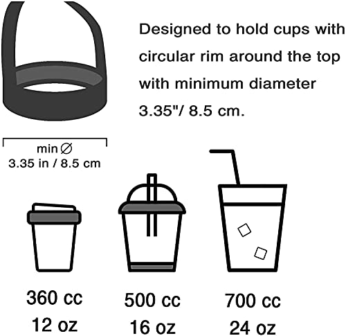 Image of Portable Coffee & Boba Cup Holder Strap (2 Pcs Set) (Dark Green) | Tainada Eco Friendly Foldable Hot & Cold Drink Carrier for Take Out; Ideal for Walking & Shopping; 1 Coaster Included