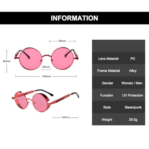Classic Sunglasses Retro Metal Steampunk Round Uv4004