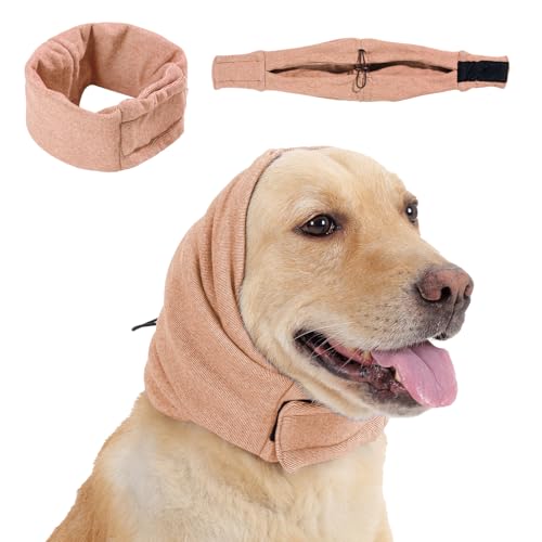 Image of Dog Calming Hoodie, No Shake Ear Wraps for Dogs, Adjustable Dog Ear Muffs for Noise Protection, Ear Wrap Head Cover for Head Warp Anxiety Relief, Hematoma, Grooming and Force Drying