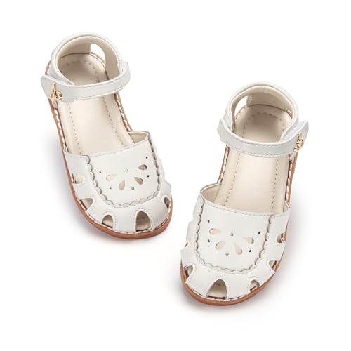 Image of THEE BRON Toddler Girls Closed-Toe Sandals Sweet Retro Cutout Summer Dress Shoes