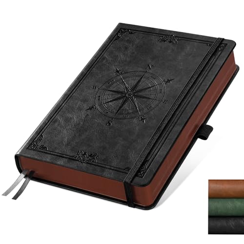 Carnet de notes A5 pour le bureau et l'école avec couverture rigide en cuir vintage noir