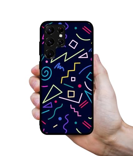 Image of Retro Abstract Design Premium 2D Printed Metal Back Case Cover for Samsung Galaxy S22 Ultra 5G