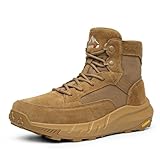NORTIV 8 Men's Lightweight Casual Work Boots Leather Military Outdoor Hiking Motorcycle Combat Boots Commando,Size 11,Coyote,SNMT244M