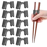 Schwarz Essstäbchen Hilfe, 10 Stück Essstäbchen Helfer, Wiederverwendbare Essstäbchens Trainer Helfer Kunststoff Stäbchen Hilfe Trainer für Erwachsene und Kinder
