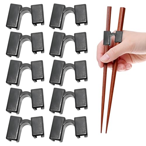 Schwarz Essstäbchen Hilfe, 10 Stück Essstäbchen Helfer, Wiederverwendbare Essstäbchens Trainer Helfer Kunststoff Stäbchen Hilfe Trainer für Erwachsene und Kinder