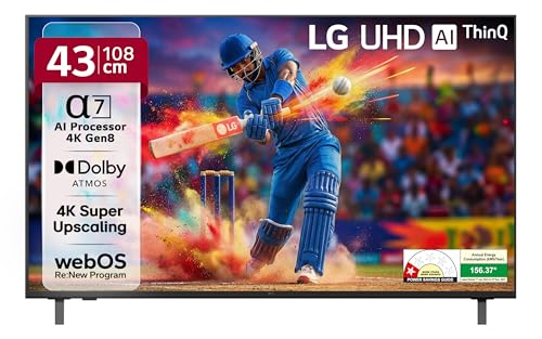 LG 108 cm (43 inches) UA82 AI Series 4K Ultra HD Smart webOS LED ...