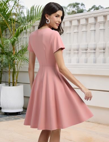 Image of Aupuls Vintage Cocktail Dress with Pockets 1950s Dresses for Women Elegant for Church Tea Party