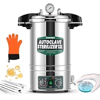 Huanyu 12L Autoklav Sterilisator Temperatur & Zeit einstellbare elektrische Labor Autoklav Schnell-Offen Design Hochdruck-Dampf-Sterilisator für Labore Lehre Universitäten Pilzanbau