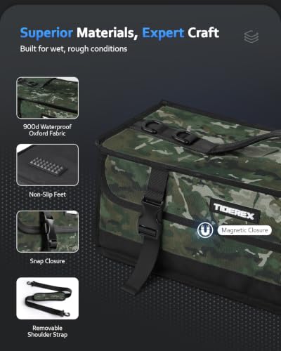 Image of Large Fishing Tackle Bag for Soft Plastic Baits Storage, 20PCS Soft Bait Clear Storage Bag, Fishing Gear Organizer for Weights, Reels & Hooks, 900D Waterproof Oxford Fabric