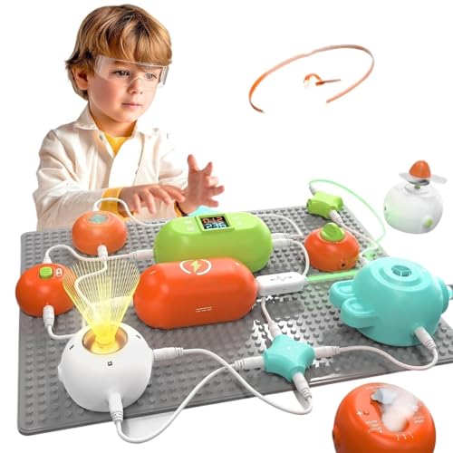 Kit de Ciencia para niños de 3 a 12 años, más de 300 proyectos de circuitos electrónicos con 28 Piezas, Juguete de exploración Educativo con Ventilador y Luces RGB para niños y niñas 22 pcs