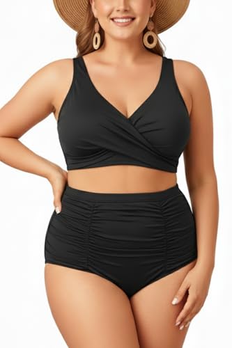 Holipick Two Piece Plus Size Swimsuits for Women High Waisted Bikini Tummy Control Bathing Suits Twist Front Swimwear4
