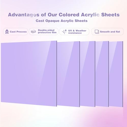 Image of Adrattnay Purple Acrylic Sheets 1 /8 Thick, 5Pcs 6 x 6in Cast Acrylic Sheets 3mm for Laser Cutting, Opaque Acrylic Sheets Acrylic Panel with Protective Paper for Laser Engraving Material DIY Crafts