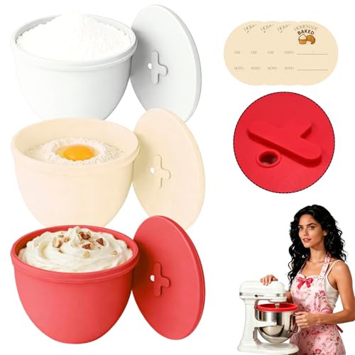 Jorivel 6 Qt 3-Pack Multicolor Silicone Liners with Vented Lids Compatible with KitchenAid Mixer 2mm Extra-Thick Silicone Bowl Insert for Baking and Cooking Mixer Parts & Accessories