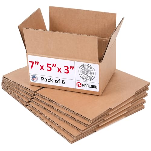 Image of Small Cardboard Boxes 7 inchL x 5 inchW x 3 inchH (Pack of 6) - USA-Made Packing Boxes for Moving, Shipping, or Storage - USPS, UPS, FedEx Approved - Professional Packing Supplies for Moving