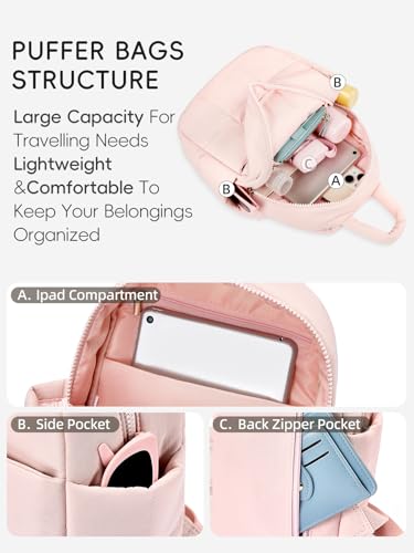 Image of WESTBRONCO Mini Backpack for Women Nylon Small Fashion Backpacks Purse Puffer Lightweight Backpacks for Travel, Shopping, Daily