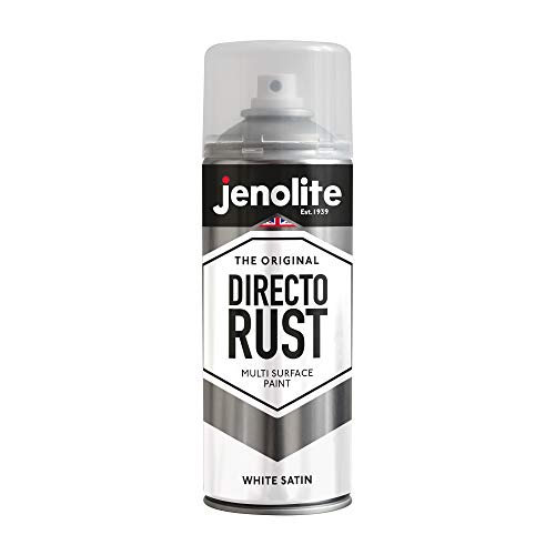 Jenolite Directorust Peinture en spray - Blanc - Application directe sur la rouille - apprêt, sous-couche et couche de finition - Satiné - 400 ml (RAL 9016)