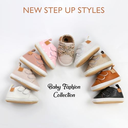 Image of Baby Boys Girls Shoes Non-Slip Rubber Sole High-Top PU Leather Sneakers Infant First Walking Shoes Toddler Crib Shoes Newborn Loafers Flats.