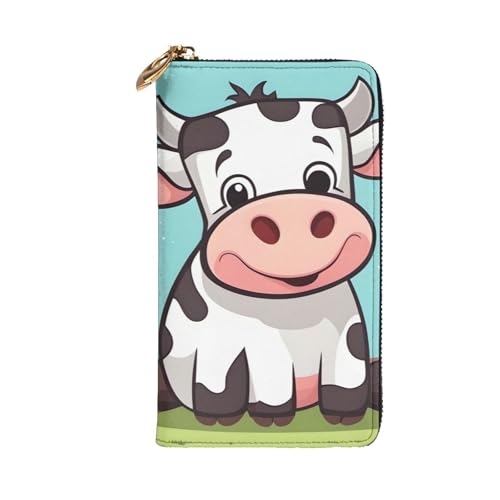 Cute Cartoon Cow Prints Leather Long Clutch Wallet for Fashionable Girls and Women - Durable, Stylish, and Functional, Black, One Size2