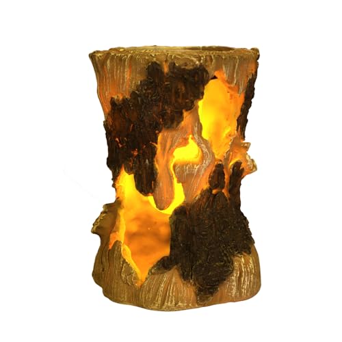 Realistic Stump Solar Flame Lantern Light, Flickering Fake Fire Solar Candles Lantern, Outdoor Waterproof, Landscape Decorative Lights for Outside Garden Patio Yard Decor (Warm)