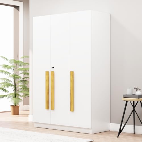 Image of Bniture 3 Door Wardrobe for Bedroom with Lockable Door & Hanging Space | Almirah for Clothes with Elevated Bottom Base | Wardrobe for Storage | 3 Years Warranty