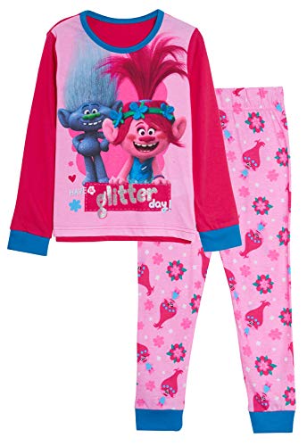 Trolls Ensemble de pyjama 2 pièces pour fille avec t-shirt long et pantalon de détente Motif coquelicot - - 7 ans