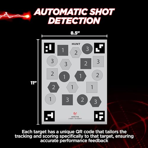 Image of Mantis Laser Academy Smart Targets | 15 Dry Fire Laser Targets for Target Practice & Dry Fire Training | Automatic Detection & Scoring with the Laser Academy App