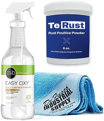 Tenax TeRust Rust Remover 8 oz - إزالة بقع الصدأ من الجرانيت والرخام - Easy Oxy Marble & amp؛ منظف الجرانيت 32 أوقية - 16 &times; 16 قماش من الألياف الدقيقة - حزمة - 3 عناصر
