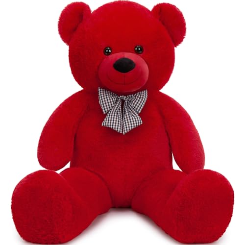 Image of MaoGoLan Giant Teddy Bear Stuffed Animal,47 Inch Red Plush Gift | Soft 4 feet red teddy bear for hugs, room decor, Christmas, Valentine's Day, birthdays, and anniversaries.