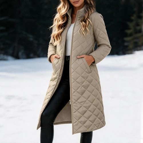 Long Puffer Coat Women Lightweight Duster Quilted Jacket with Stand Collar - image 7