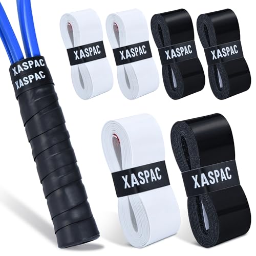Xaspac 6 Pack Premium Tennis Racket Grip Tape - Secure Tennis Grip Tape, Tennis Racquet Grip Wrap, Absorbent Dry Feel Overgrip for Tennis, Pickleball, and Badminton